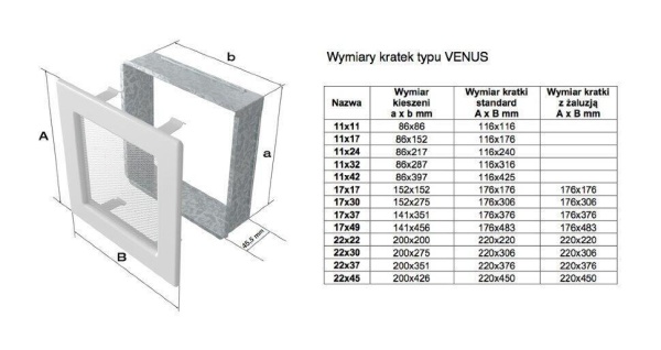 Вентиляционная решетка для камина Kratki 17x30 Venus никелированная с жалюзи 30VNX