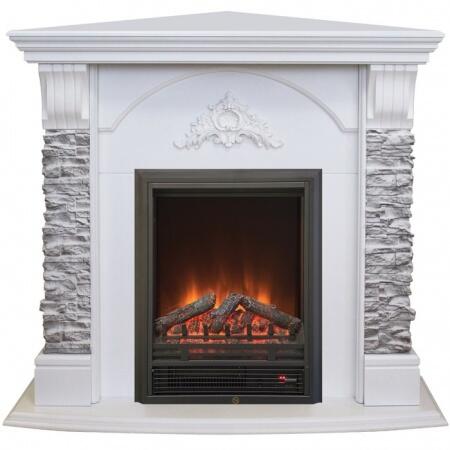 Электрический камин с электронным управлением Real-Flame Athena Corner GR STD/EUG/24 WT с очагом Eug