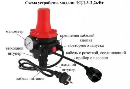 Регулятор давления электронный ЭДД-3-2,2, кабель 1,3м + розетка