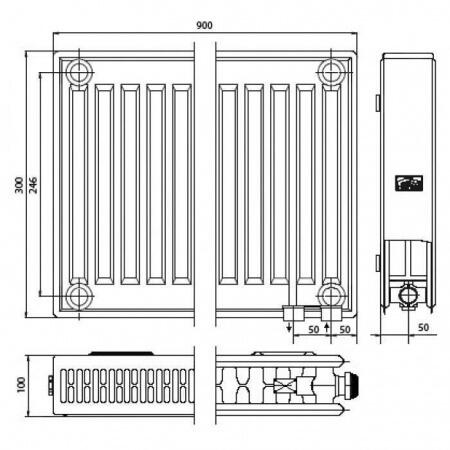 Стальной панельный радиатор Тип 22 Kermi FTV(FKV) 22 500x1600