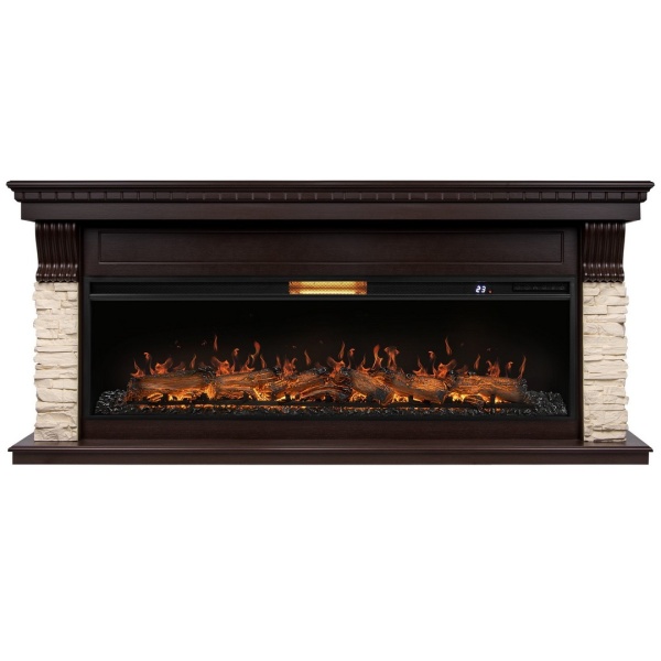 Портал Firelight Michigan 60, камень молочный, шпон темный дуб