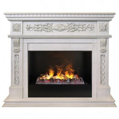 Электрокамин с 3D эффектом живого пламени Real-Flame Estella 25,5/26 WT с очагом Black вставка + 3D 