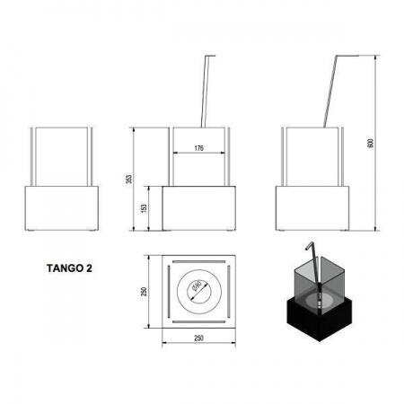 Набор с биокамином Kratki TANGO 2, с биотопливом(1шт.х1.5л.), зажигалкой