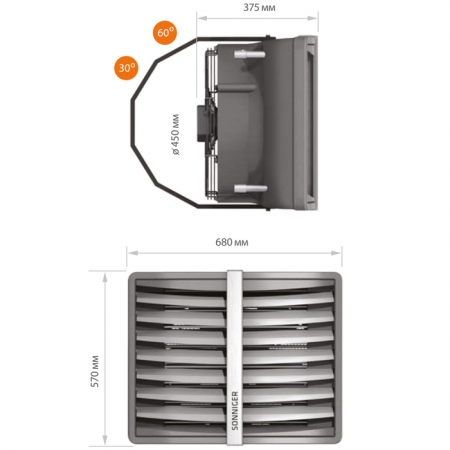 Водяная тепловая пушка 40 кВт Sonniger HEATER R2