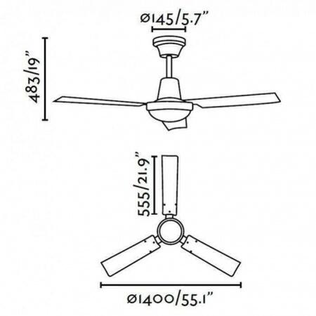 Вентилятор без подсветки Faro Indus 140 Cromo