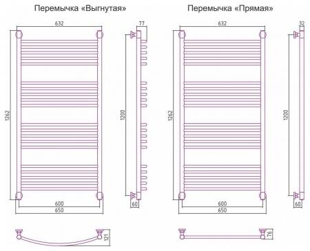 Водяной полотенцесушитель лесенка Сунержа Богема+ 1200x600