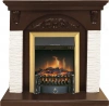 Каминокомплект Bern Сланец мелкий белый / Темный дуб с очагом Fobos FX Brass (Royal Flame)