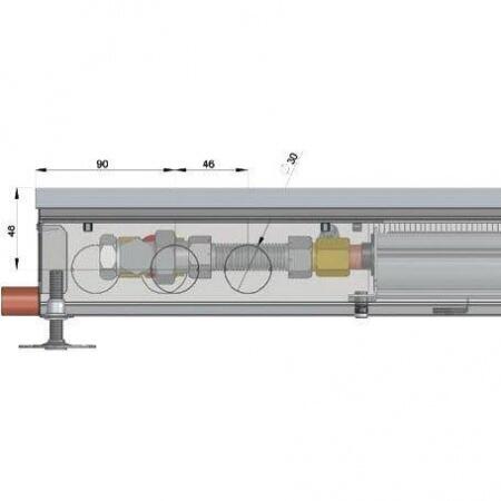Внутрипольный конвектор длиной 30 см - 1 м Minib COIL-TO85 900
