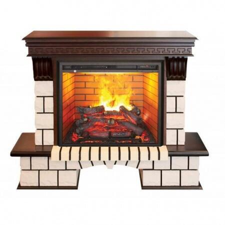 3D Каминокомплект с увлажнением и звуком Real-Flame Stone new 26/HL AO (DN) с очагом 3D Leeds 26