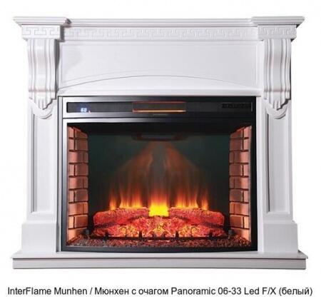 Деревянный камин (портал+очаг) InterFlame Munhen / Мюнхен с очагом Panoramic 06-33 Led F/X