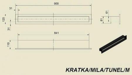Вентиляционная решетка для камина Kratki Mila тунель 120х900 KRATKA/MILA/TUNEL/M