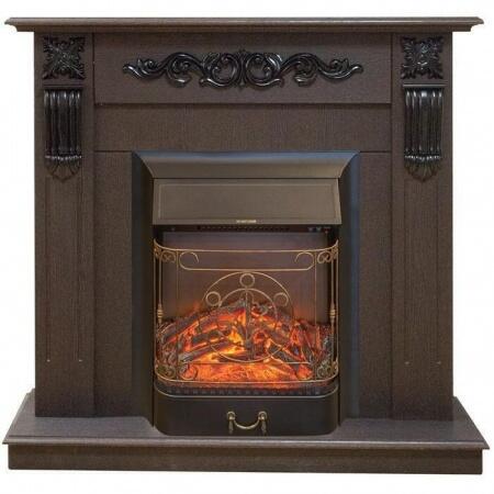 Камин в квартиру электрический Real-Flame Dominica STD/EUG DN с очагом Fobos s Lux BL/BR, Majestic s