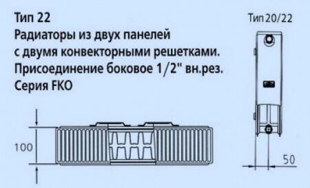 Стальной панельный радиатор Тип 22 Kermi FKO 22 300x1800