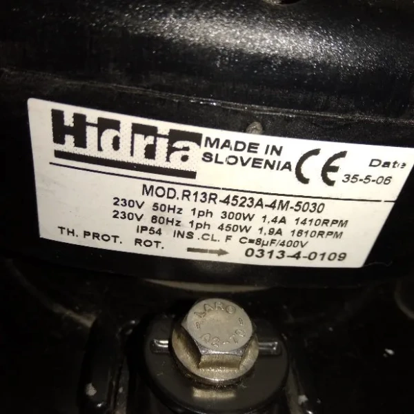 Вентилятор Hidria R13R-4523A-4M-5030 (450 mm., 220V, 300W, 1410rpm., всас) Словения